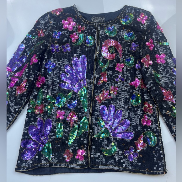 Jean for Joseph Le Bon Silk Lining Beaded Blazer N177-32 - Picture 3 of 7